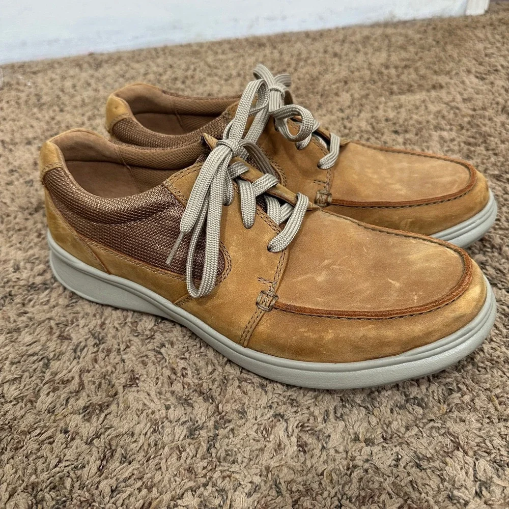 Clarks Collection Mens 12 M Tan Nubuck Mesh Moc Toe Boat Shoes 261486517110